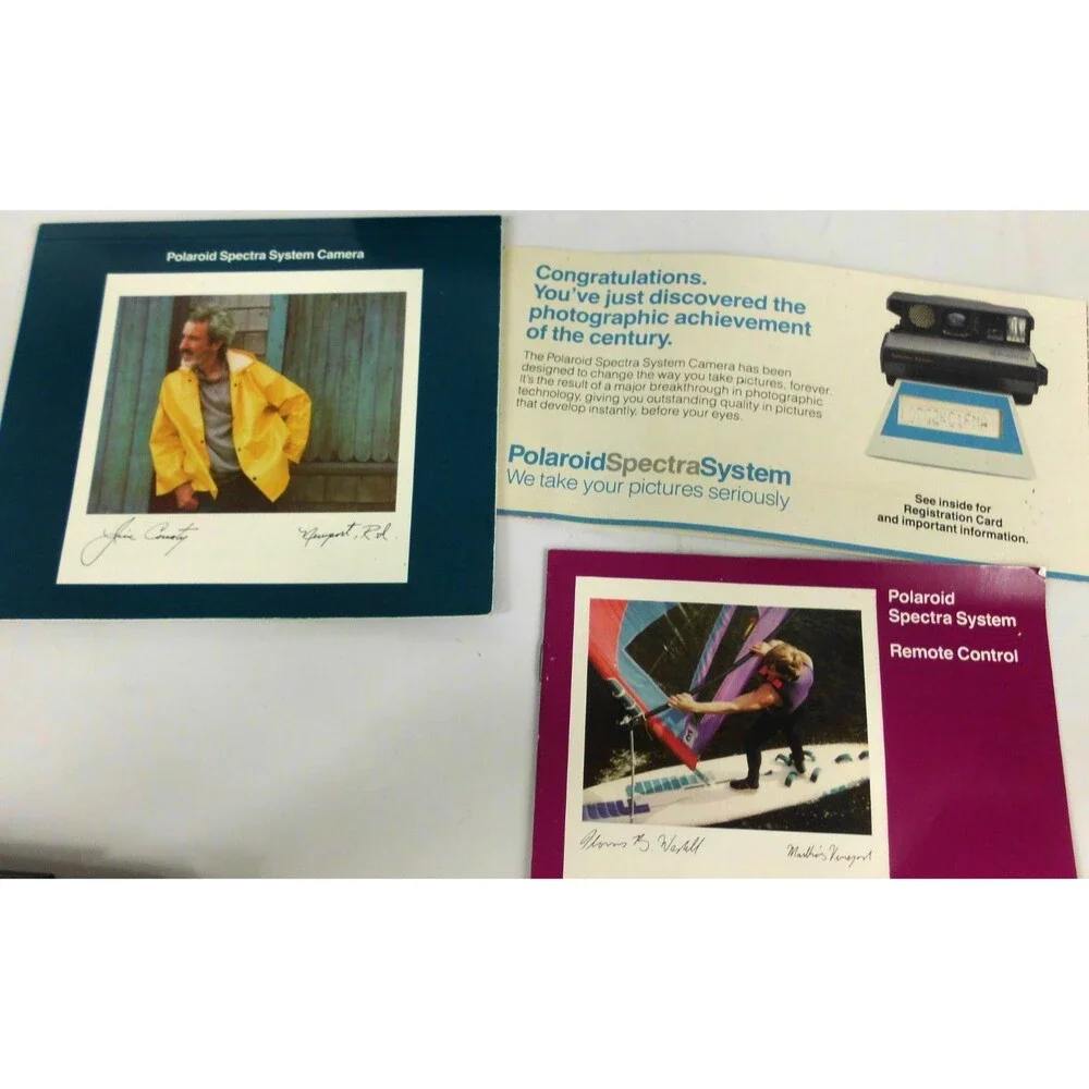 Polaroid Spectra System Instant Camera w Strap Remote Control Manuals Case Lot